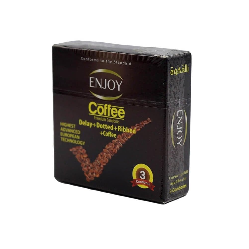 Enjoy Dotted and Ribbed Condoms and Coffee Flavored Delay - 3 Pack