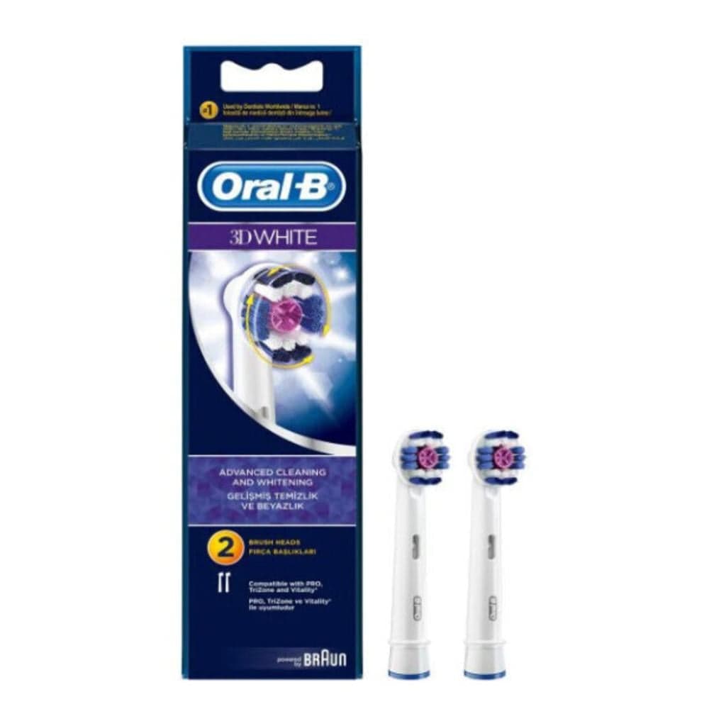 Oral-B 3D Replacement Electric Toothbrush Head, White - 2 Pack