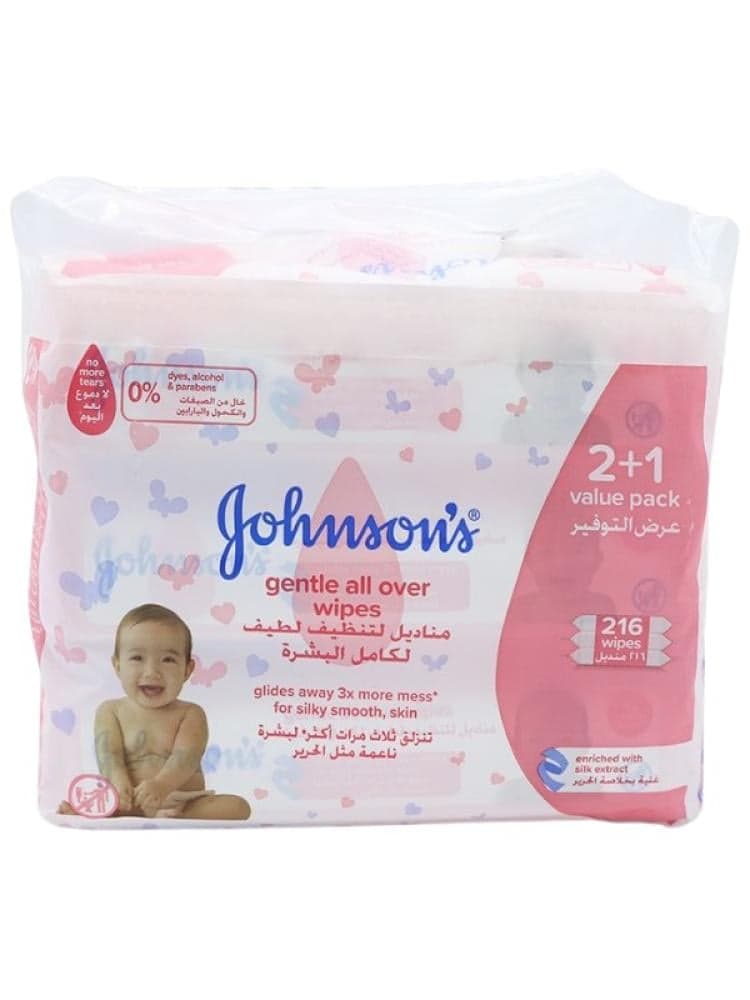 Johnsons Gentle All Over 2+1 - 216 Baby Wipes