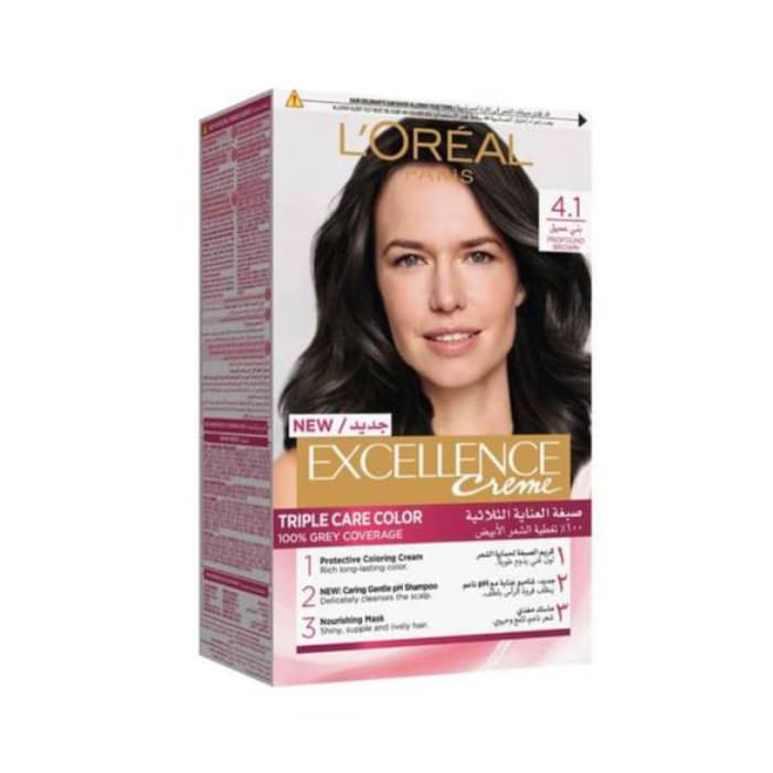 L'Oréal Paris Triple Care Hair Color 100% Gray Coverage 4.1 Deep Brown
